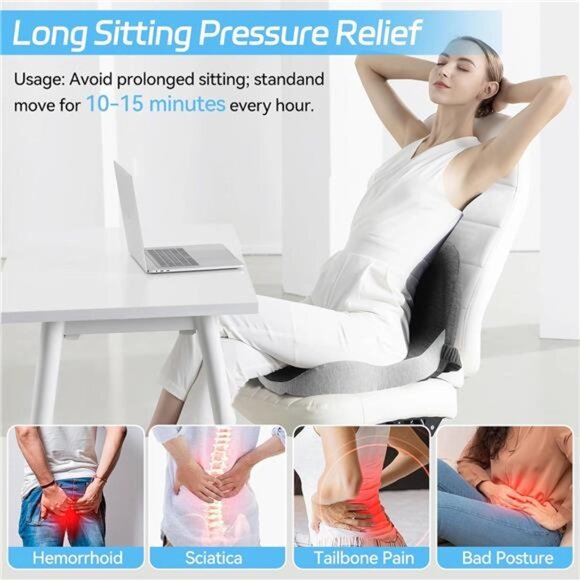 Truck Seat Cushion Memory Foam Ergonomic Lumbar Tailbone Support Pain Relief - Picture 3 of 7